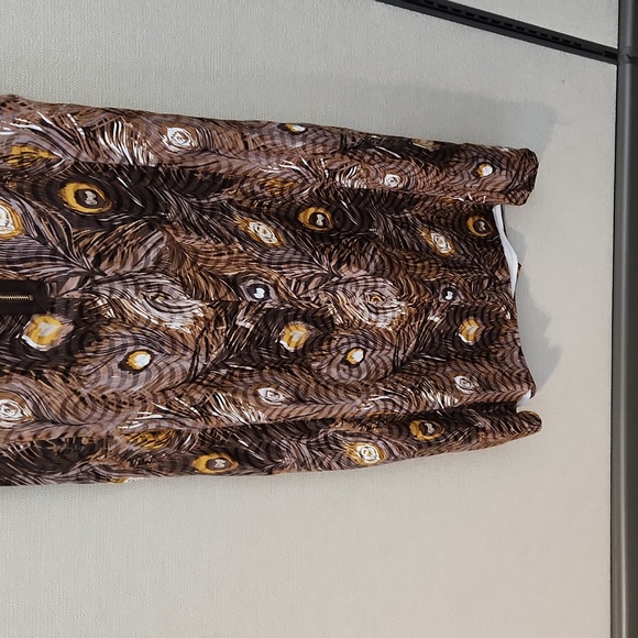 Tory Burch Brown Peacock Feather Dress Size 10 - Picture 6 of 14
